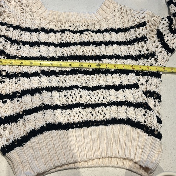 Line the Label Cable-Knit Oversized Open Neck Cotton Striped Sweater Size XS - Picture 11 of 13